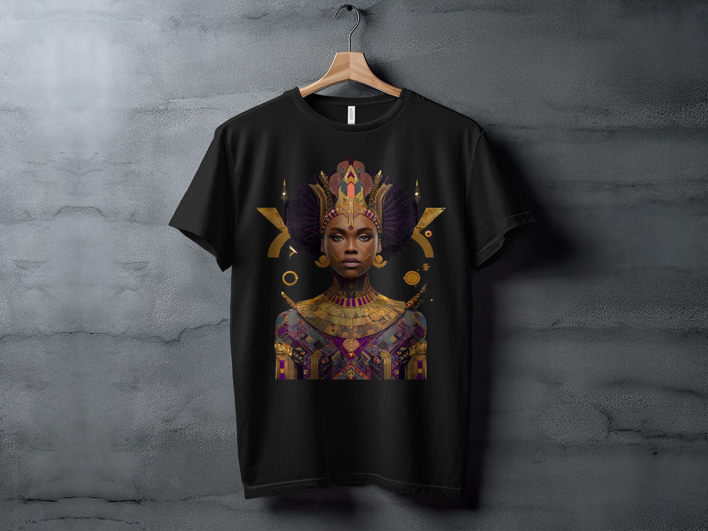 Vibrant Queen Portrait Graphic Tee Stunning Visual Shirt