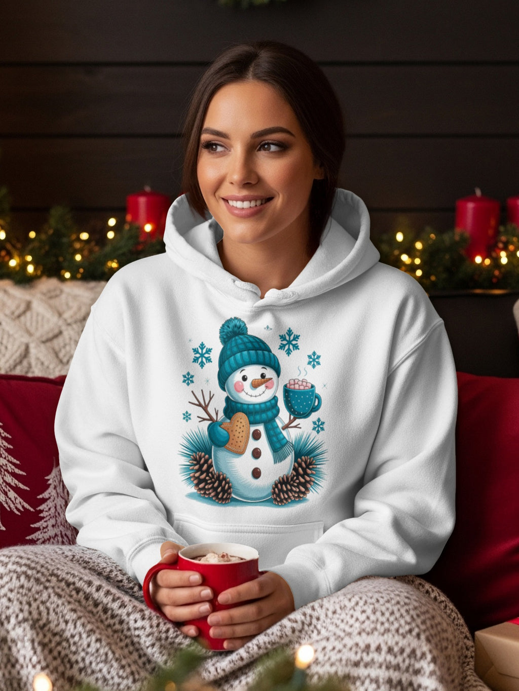 Cozy Winter Snowman Design Hoodie Ideal for Cold Days