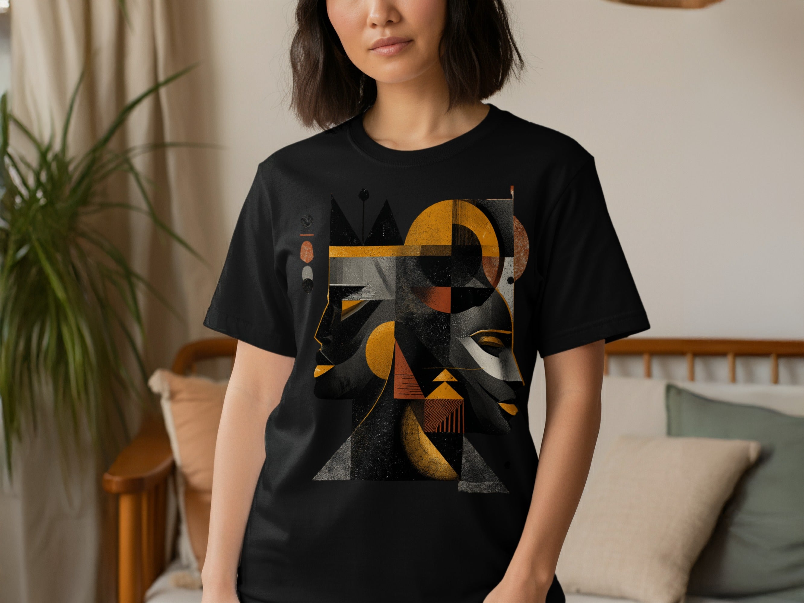 Artistic Faces Graphic Design T-shirt for Unique Style