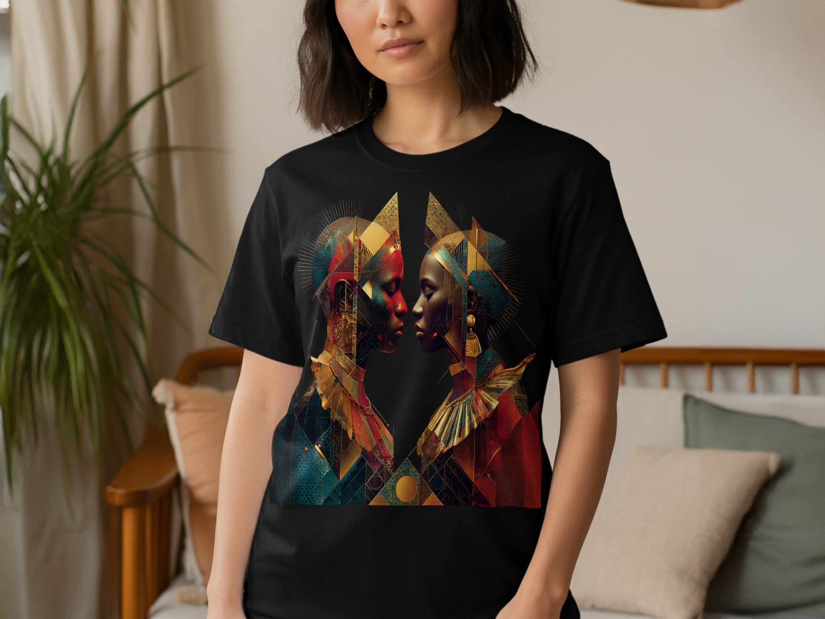 Colorful Geometric Portrait Design Graphic T-Shirt