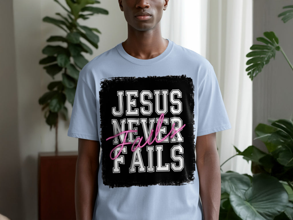 Jesus Never Fails Inspiring Graphic T-shirt