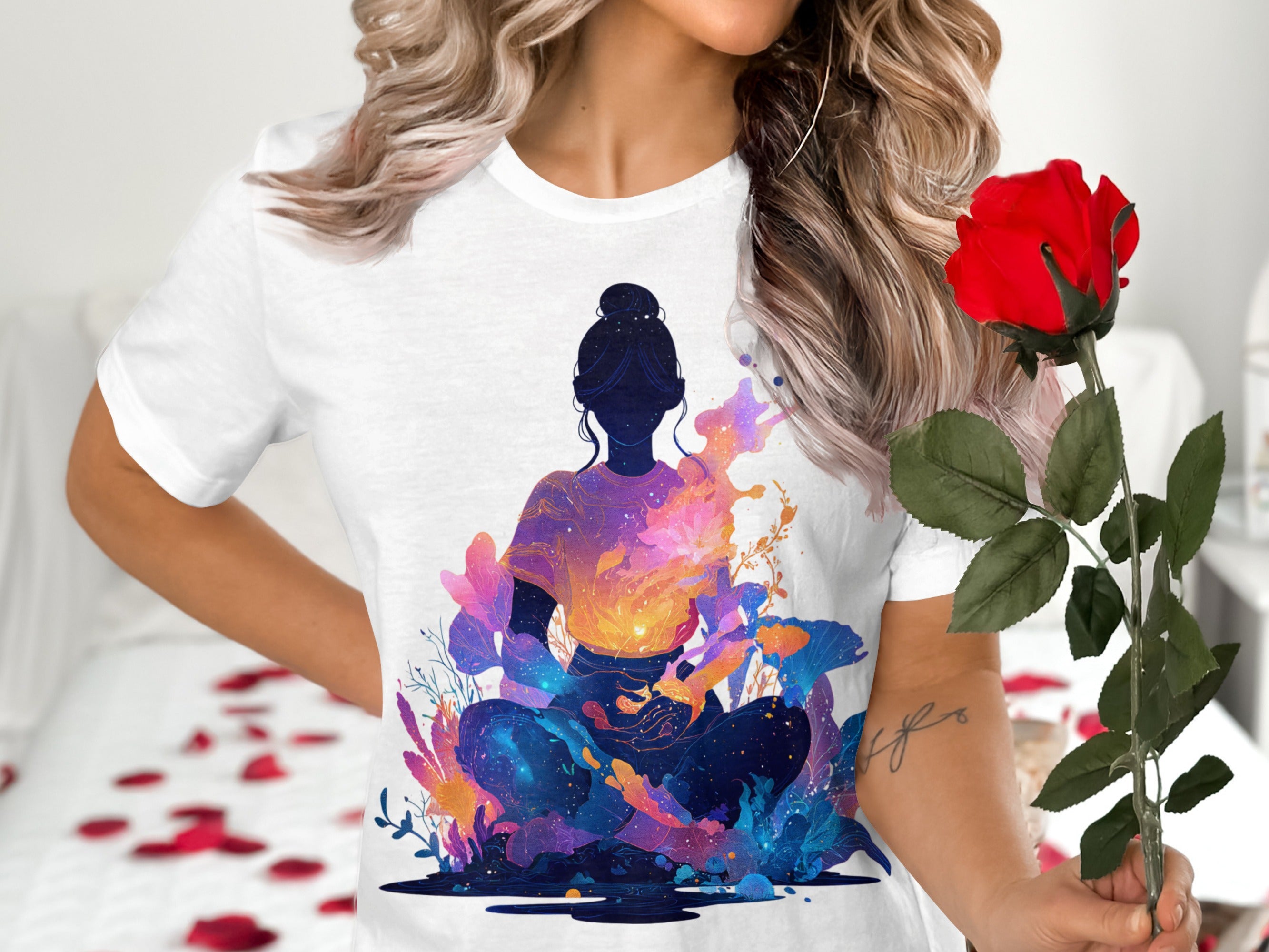 Vibrant Meditative Art Printed Short Sleeve Shirt
