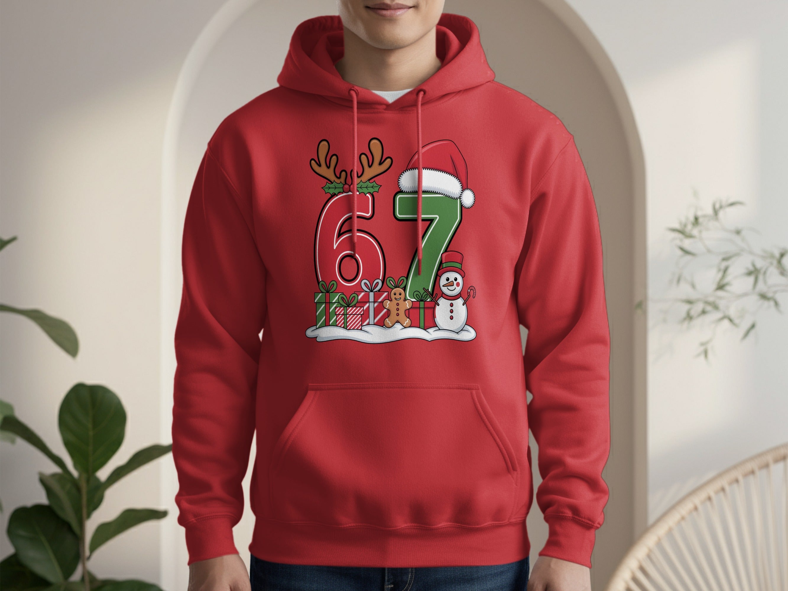Christmas Festive 67 Reindeer Snowman Hoodie