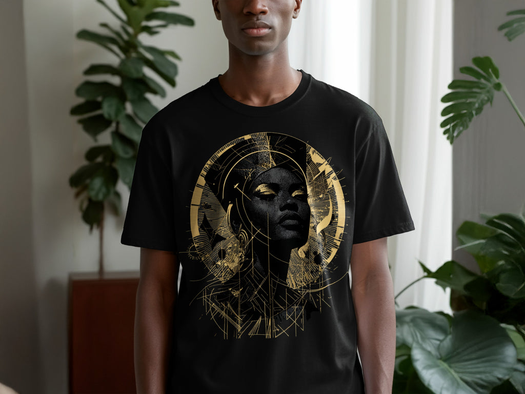 Artistic Golden Face Print Men's T-shirt