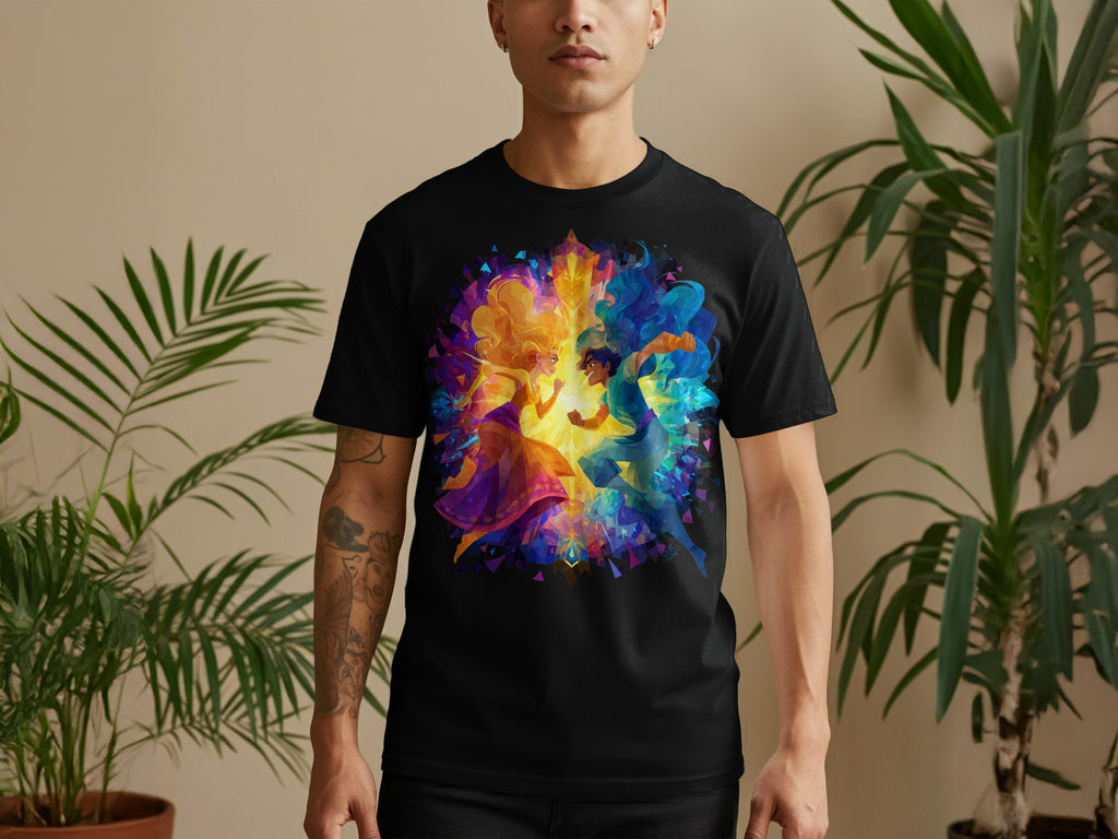 Colorful Dancing Couple Graphic Black T-shirt product
