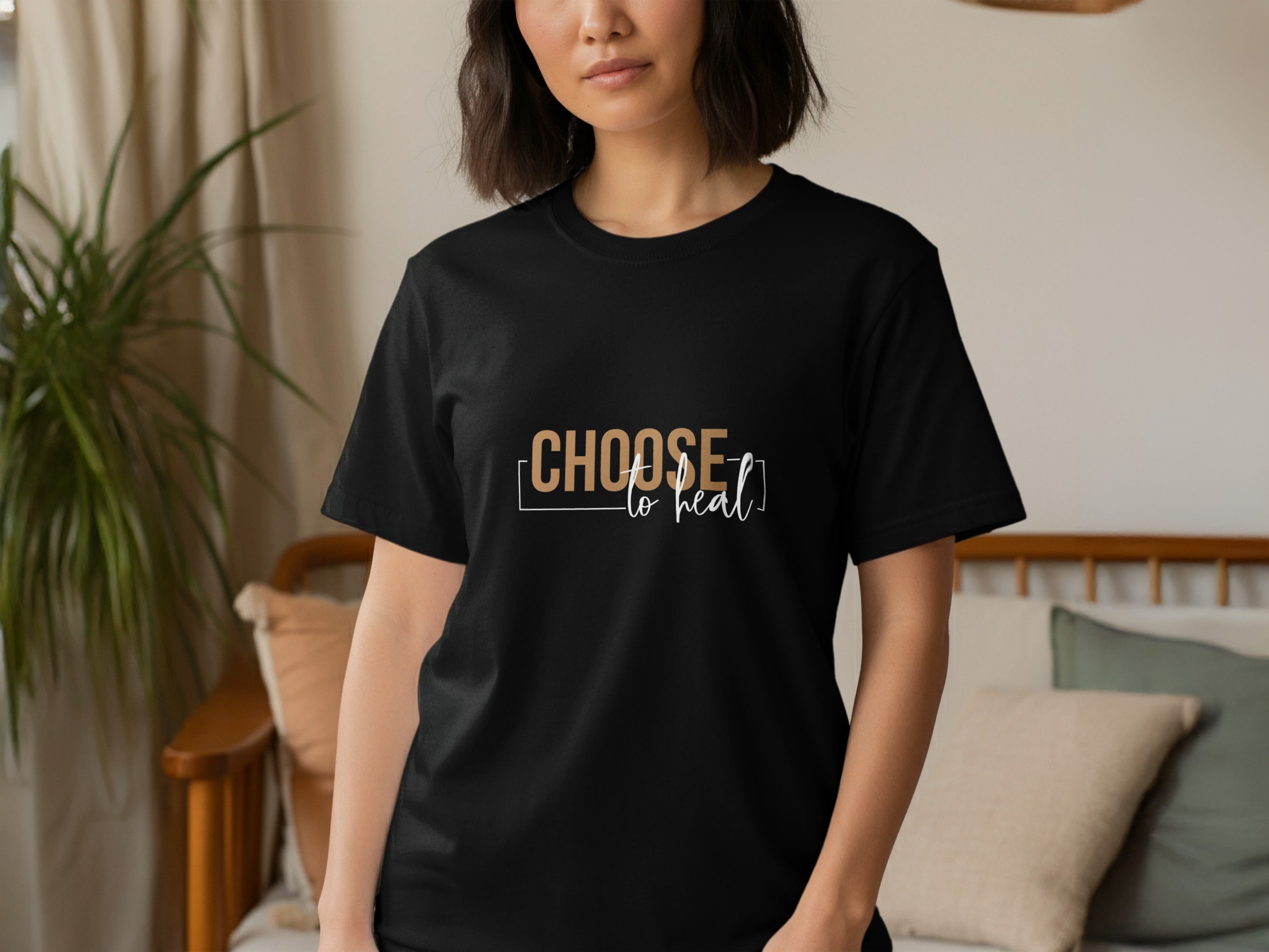 CHOOSE to heal printed graphic tee with a motivational quote