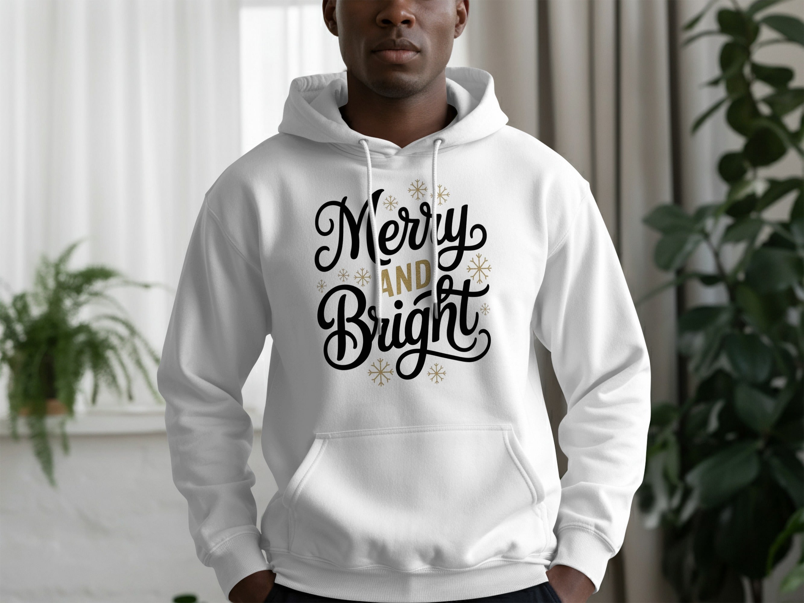 Merry And Bright Snowflakes Graphic Cozy Hoodie