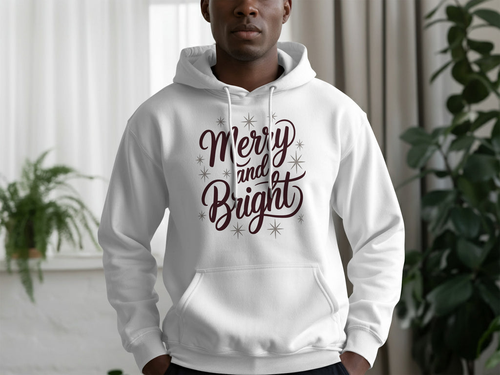 Merry And Bright Festive Slogan White Hoodie Product