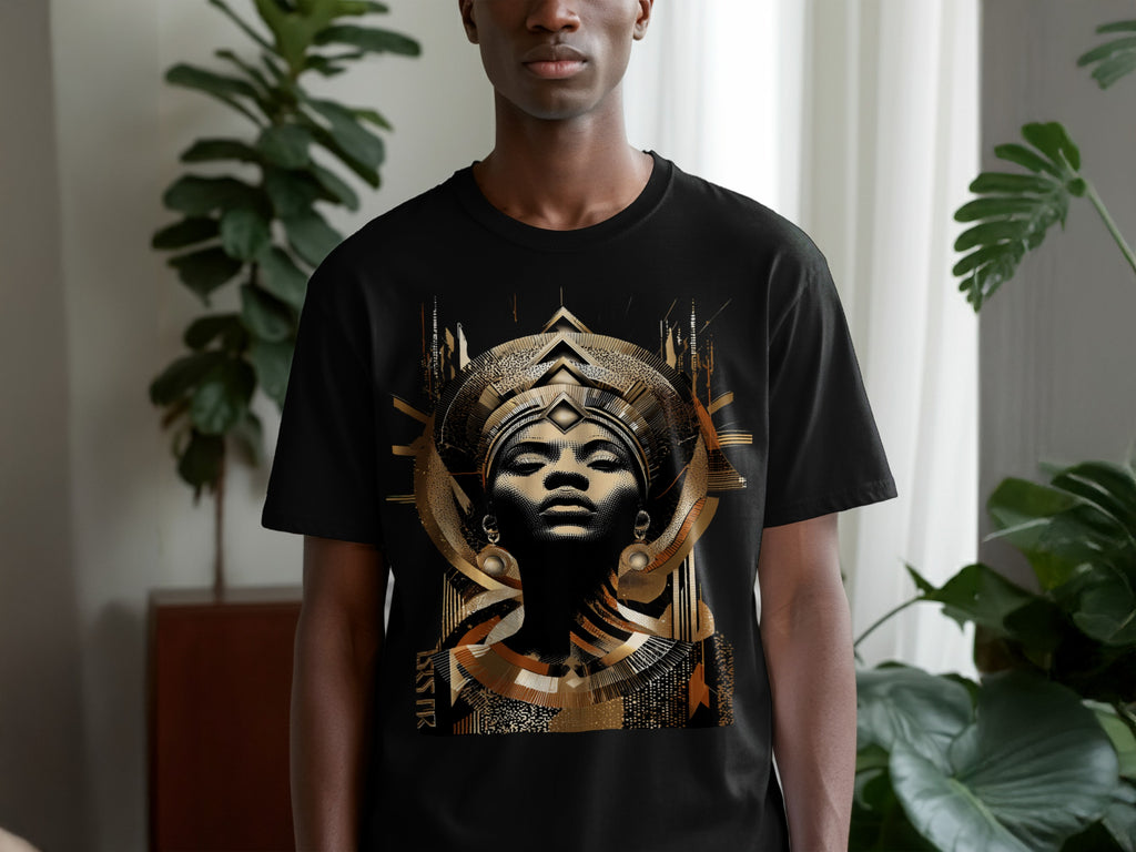 Regal Black T-shirt with Enigmatic Queen Design