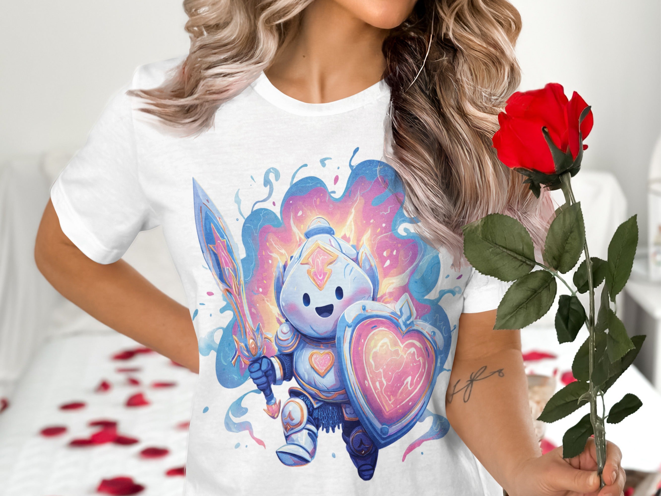 Cartoon Knight Holding a Shield T-Shirt