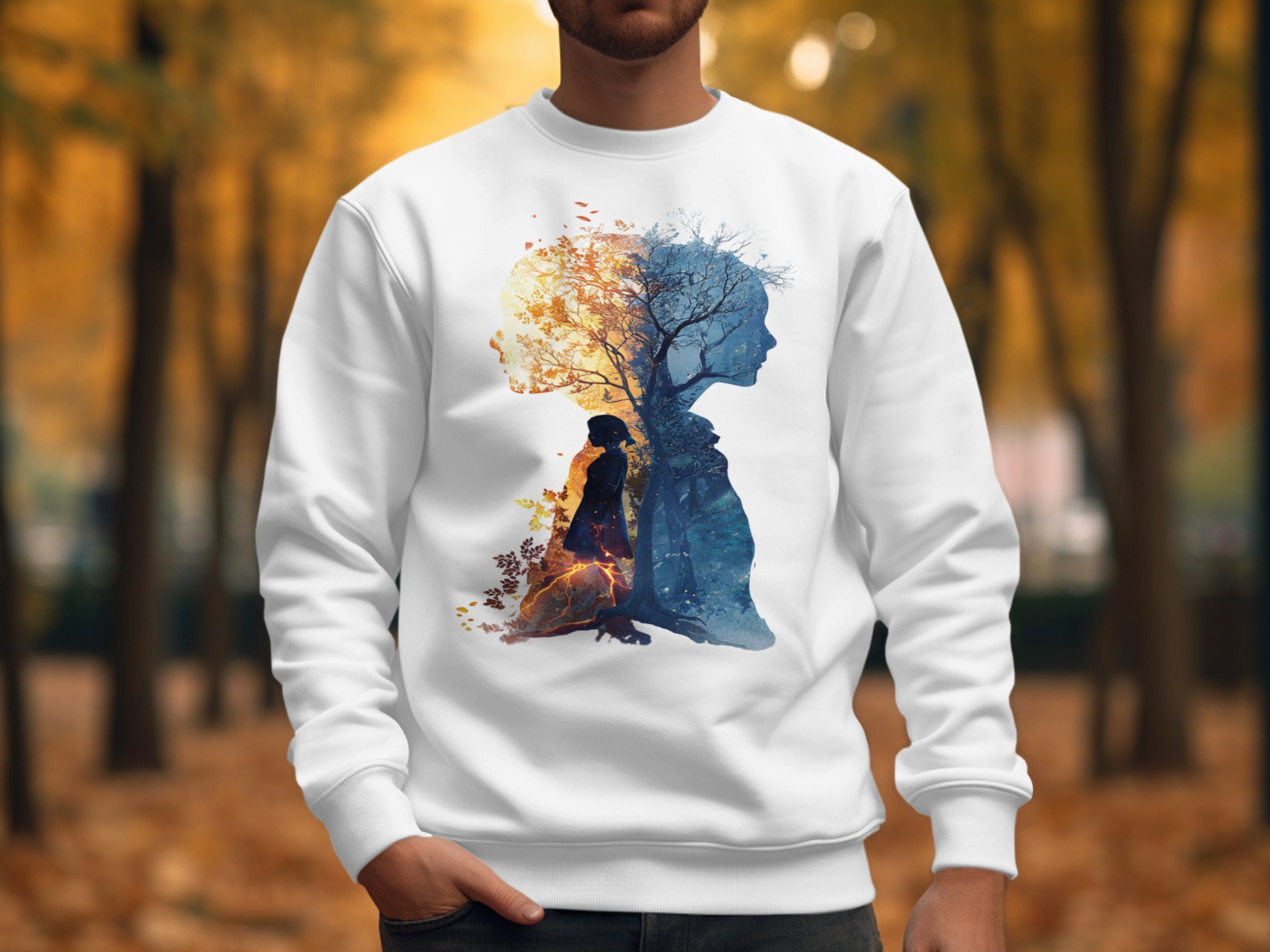 Fall and Winter Forest Silhouette Art Sweatshirt