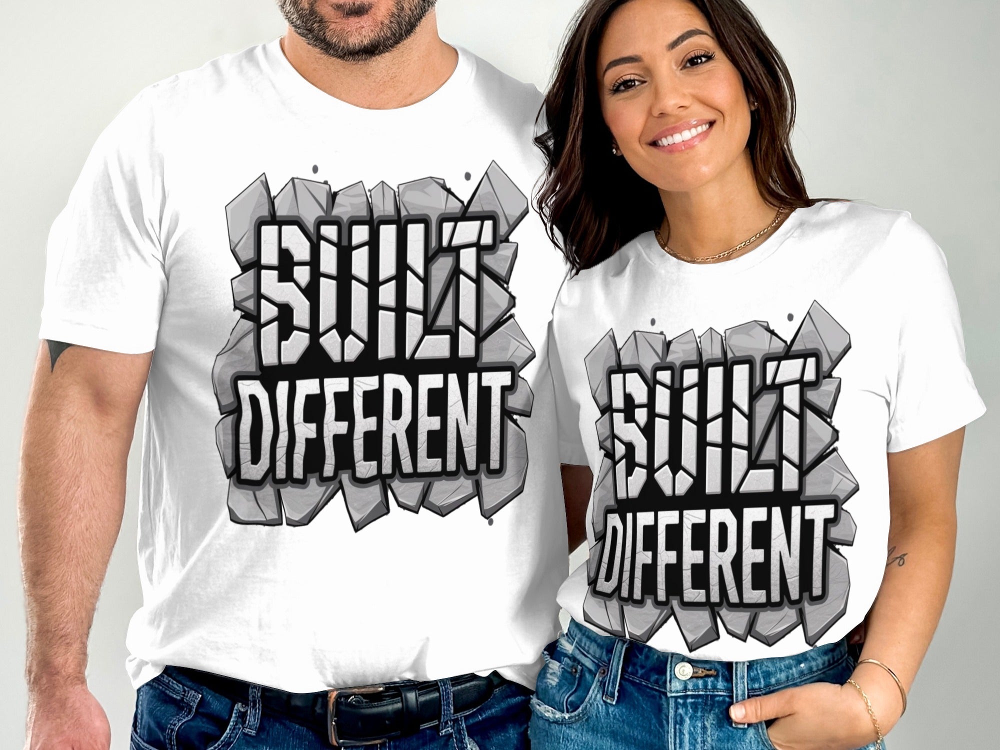 Built Different Matching Couples T-Shirt Product
