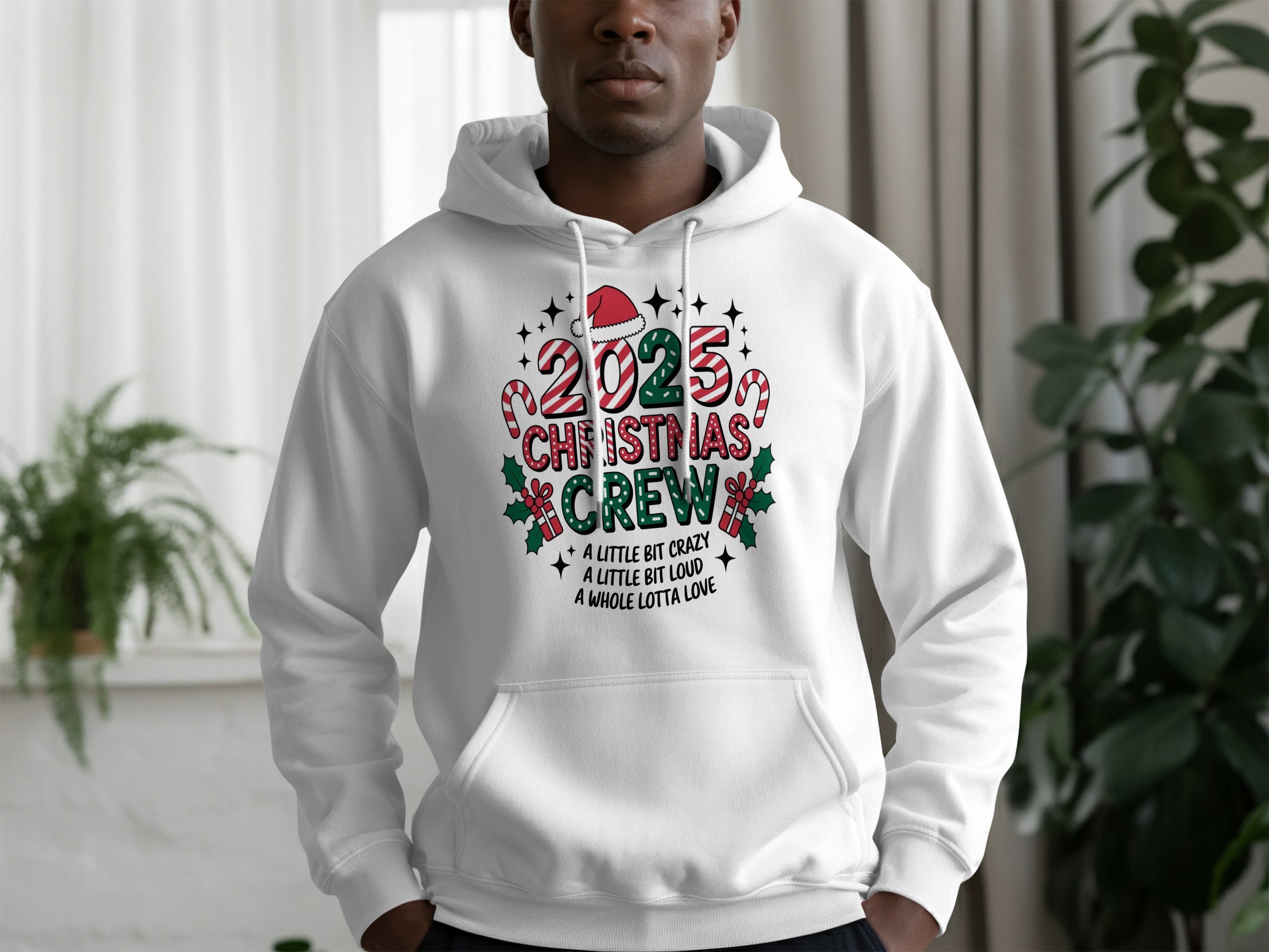 2023 Christmas Crew Festive Hoodie with Santas and Candy Canes