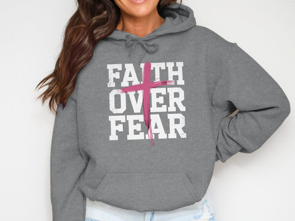 Faith Over Fear Hoodie with Bold Cross Graphic