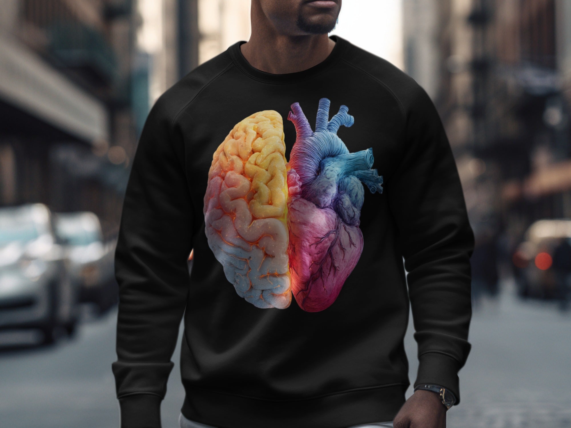 Colorful Brain and Heart Design Sweatshirt