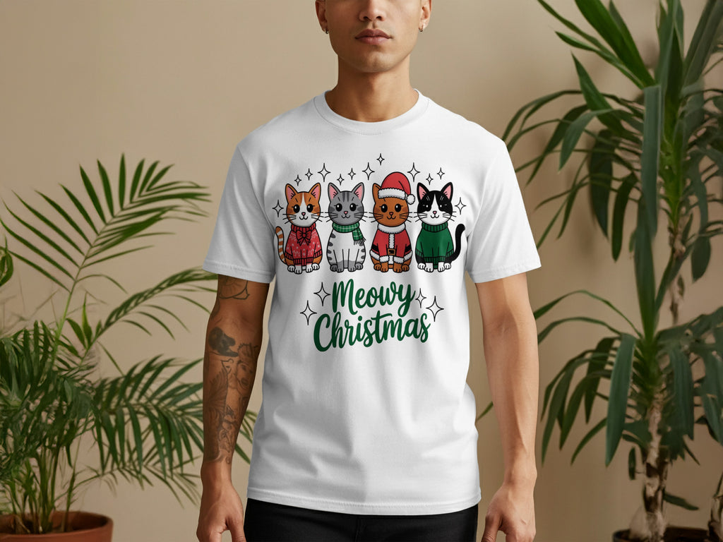 Meowy Christmas Shirt with Cute Cat Characters product