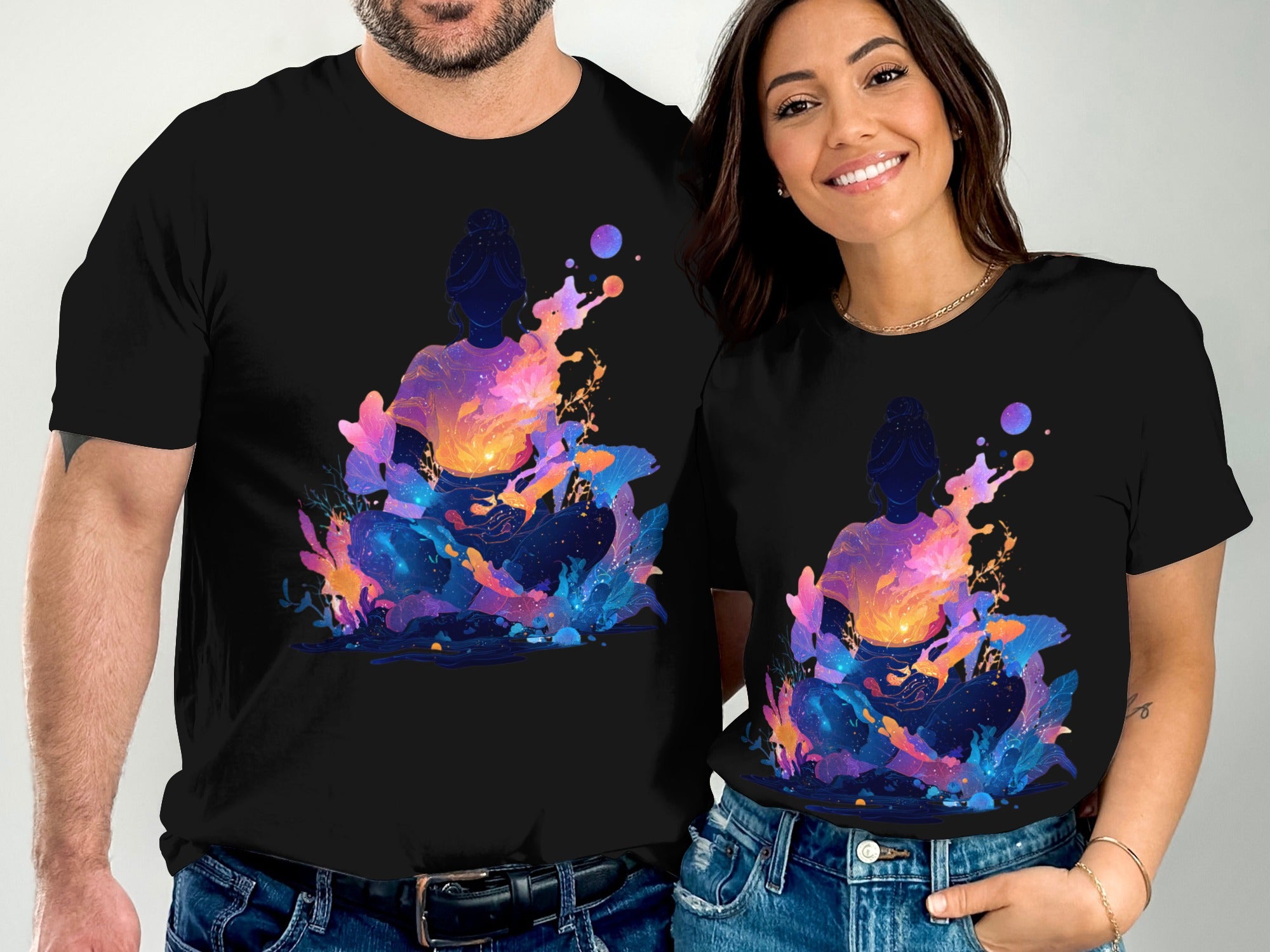 Mindful Meditation Graphic Print Black T-Shirt