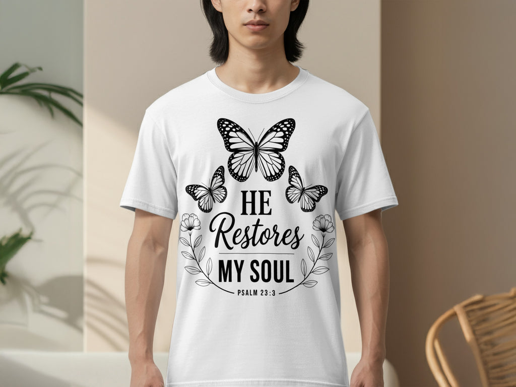 He Restores My Soul Psalm 23:3 T-shirt