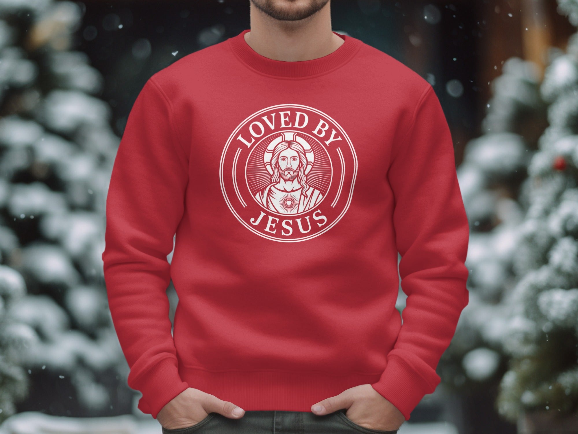 Loved By Jesus Holiday Sweatshirt for Men