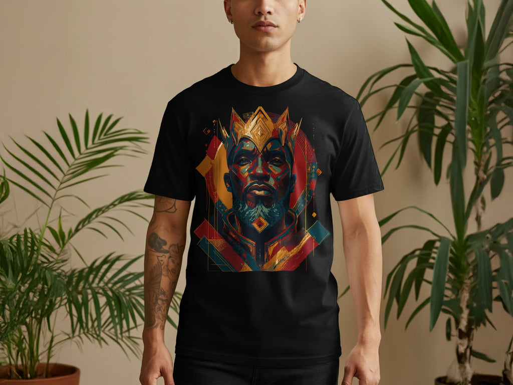 Vibrant Abstract Face Art Black T-shirt