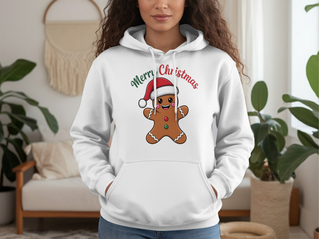 Merry Christmas Gingerbread Man Hooded Sweatshirt