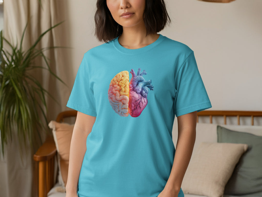 Colorful Brain and Heart Design T-Shirt Product