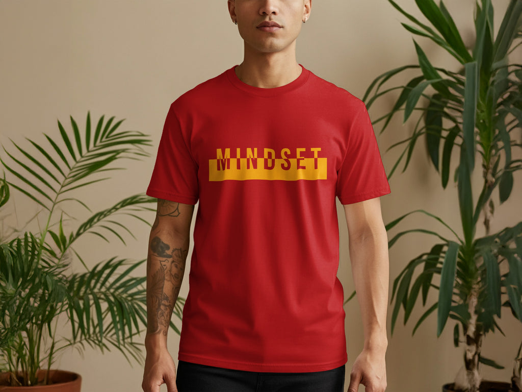 Red T-Shirt with Bold Mindset Graphic Printed Design