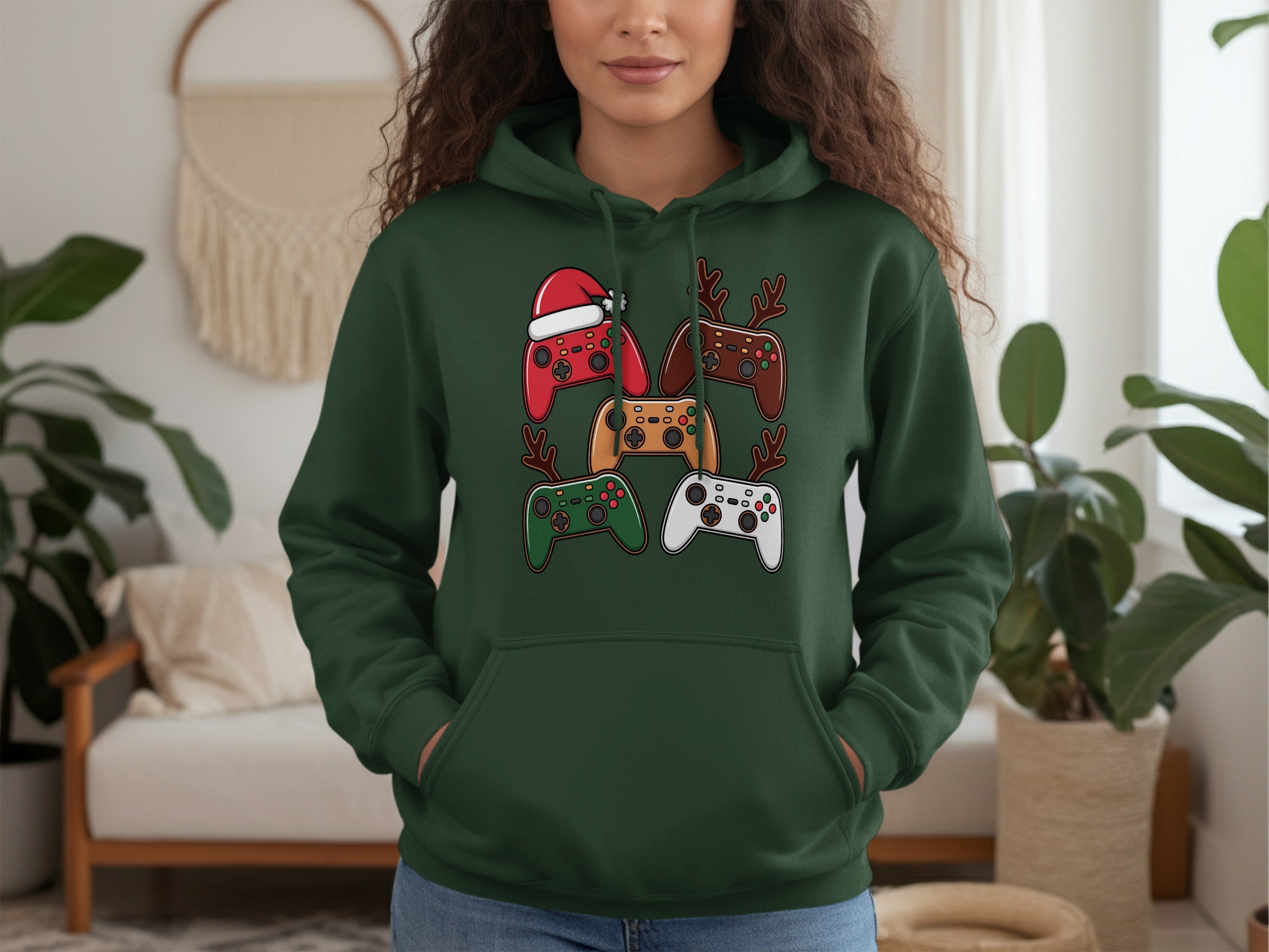Festive Controllers Holiday Gaming Hooded Clothing