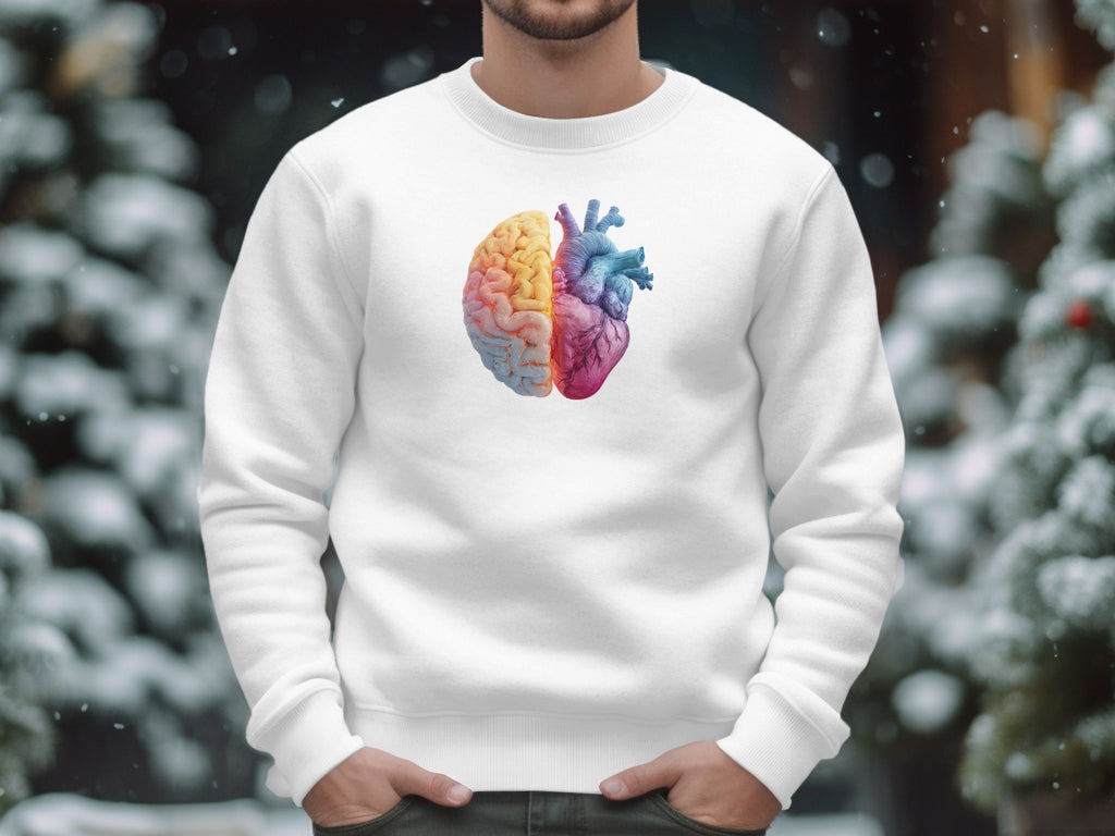 Colorful Brain and Heart Graphic Sweatshirt