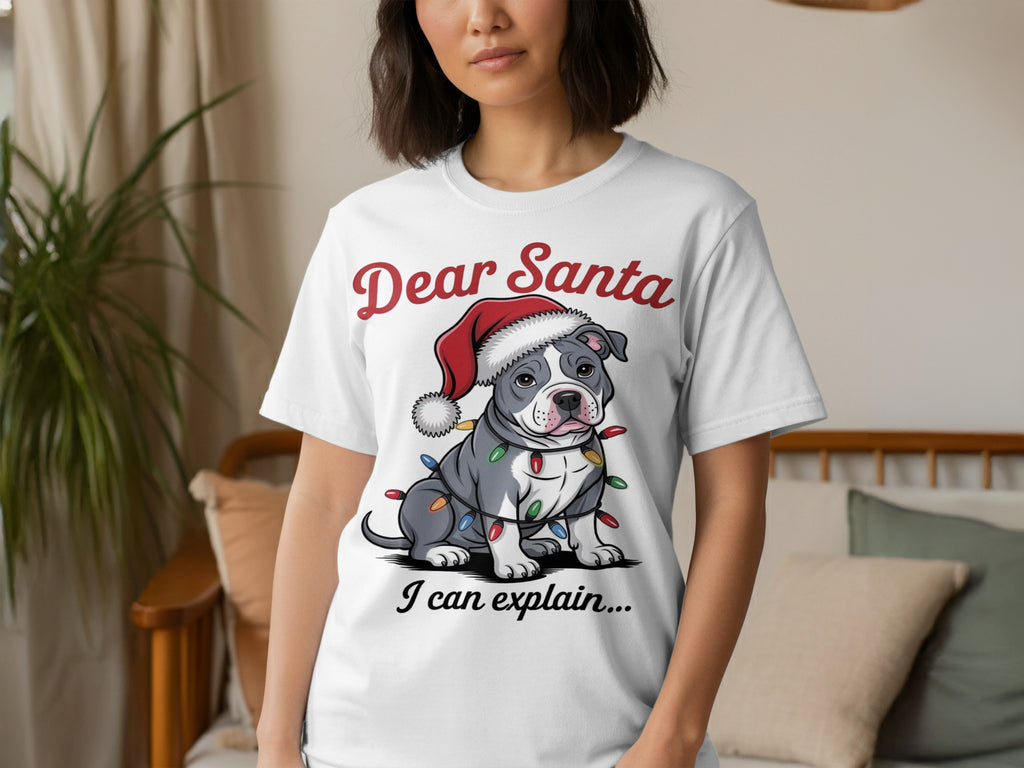 Dear Santa I Can Explain Dog Wearing Santa Hat Shirt