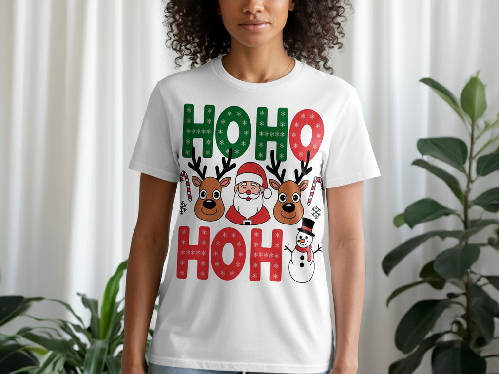 Festive Christmas Ho Ho Ho Santa and Reindeer Shirt