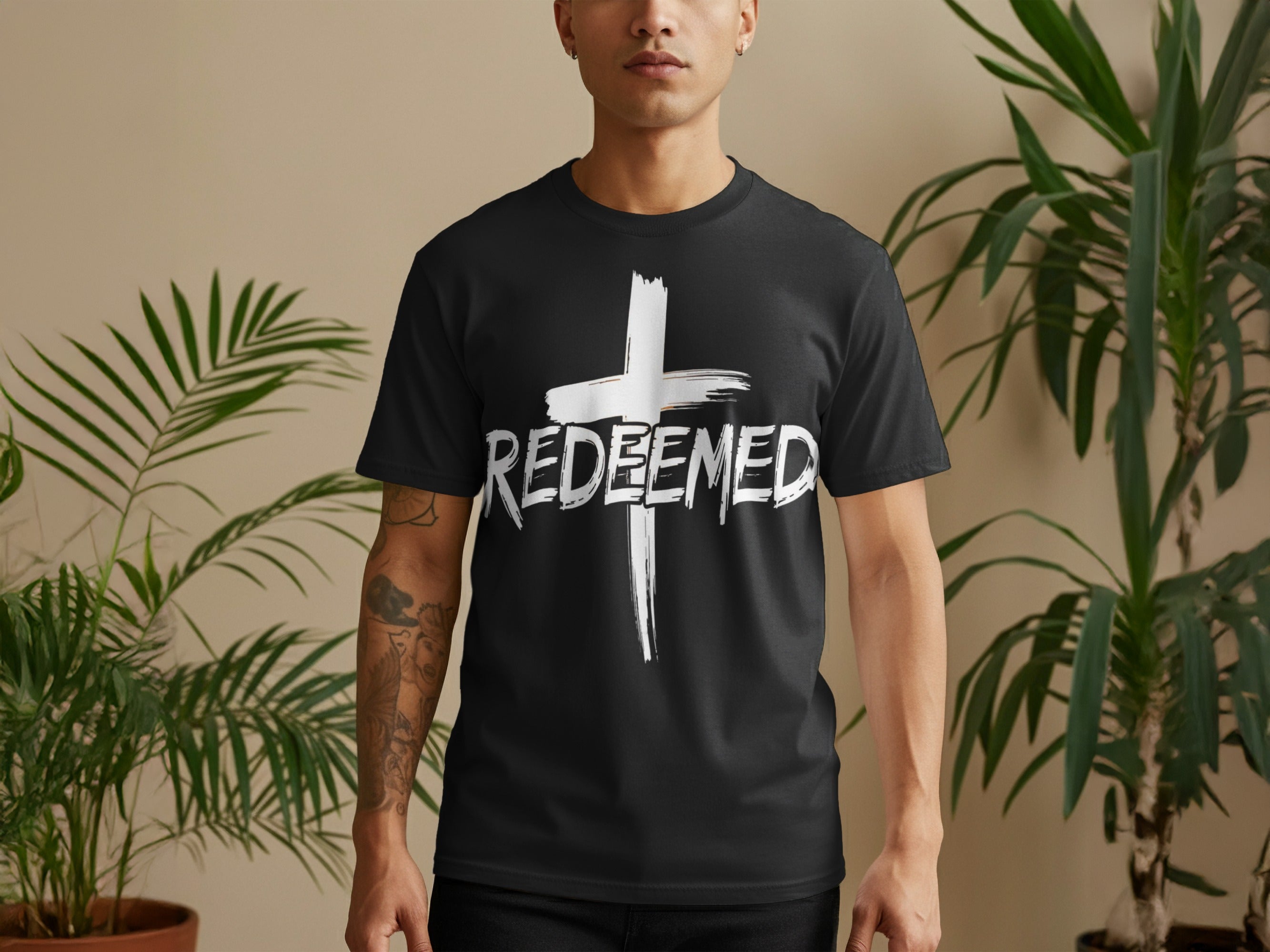 Redeemed Cross Graphic T-Shirt for Men's Fashion