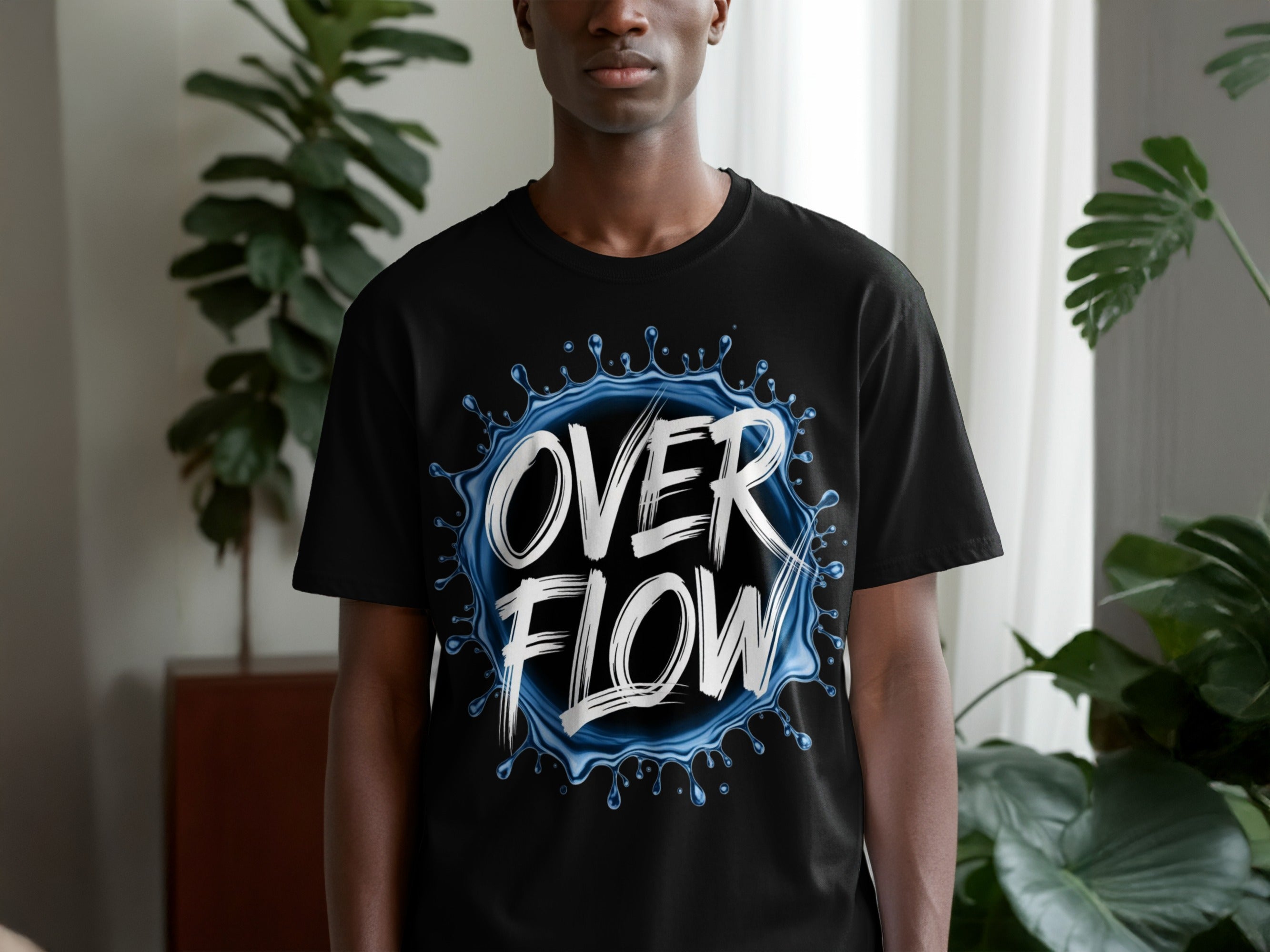 Overflow Graphic Print Casual Unisex T-shirt