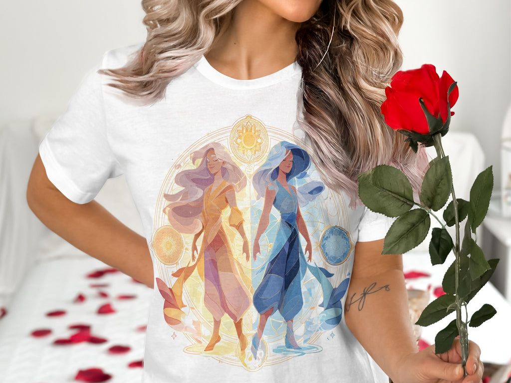 Female Silhouettes in Artistic Colorful Design Shirt
