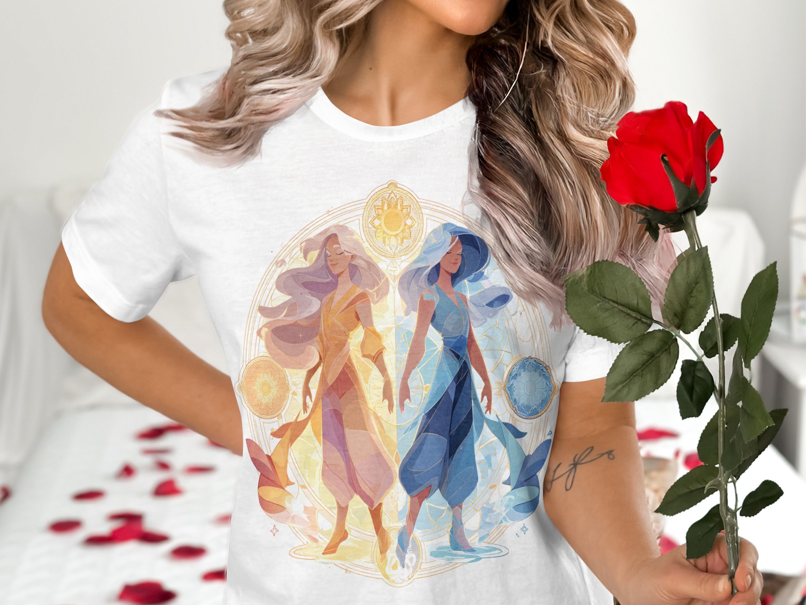 Female Silhouettes in Artistic Colorful Design Shirt