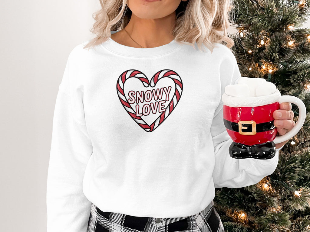Snowy Love Candy Cane Heart Graphic Sweatshirt
