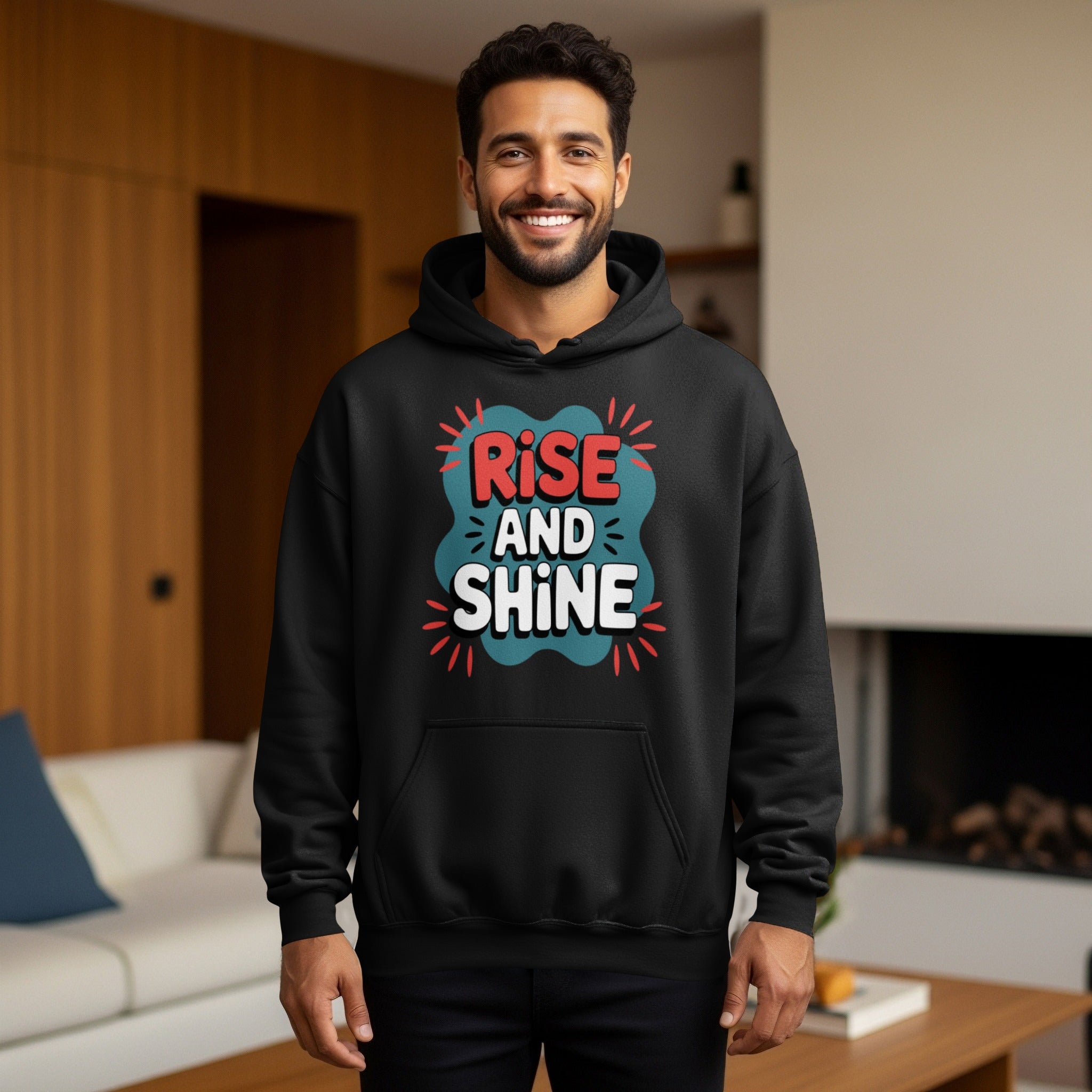 Rise and Shine Motivational Black Hoodie