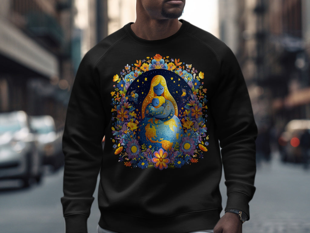 Earth Mother Goddess with Floral Accents Sweatshirt