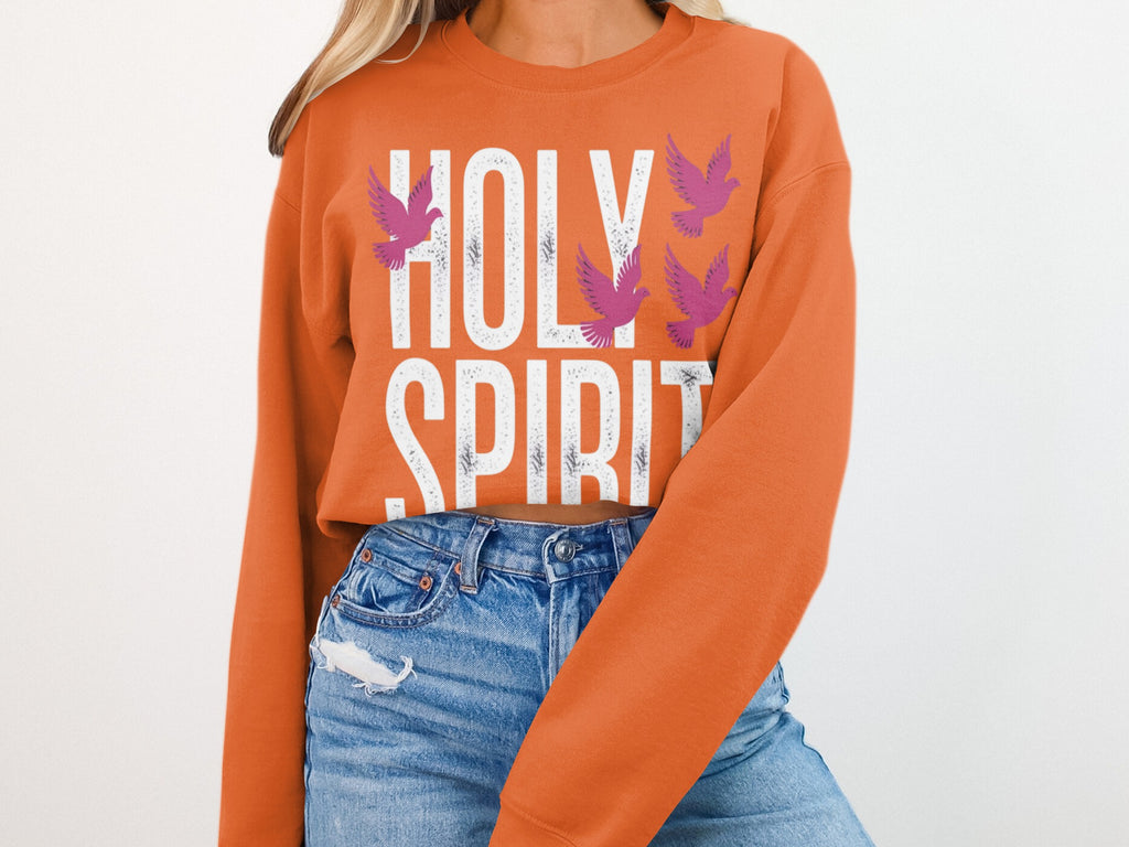Holy Spirit Graphic Sweatshirt with Purple Birds