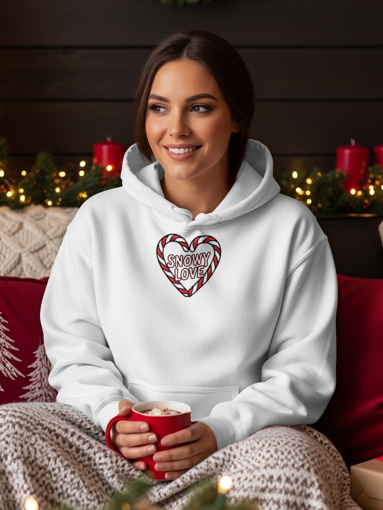 Snowy Love Hoodie with Festive Heart Design