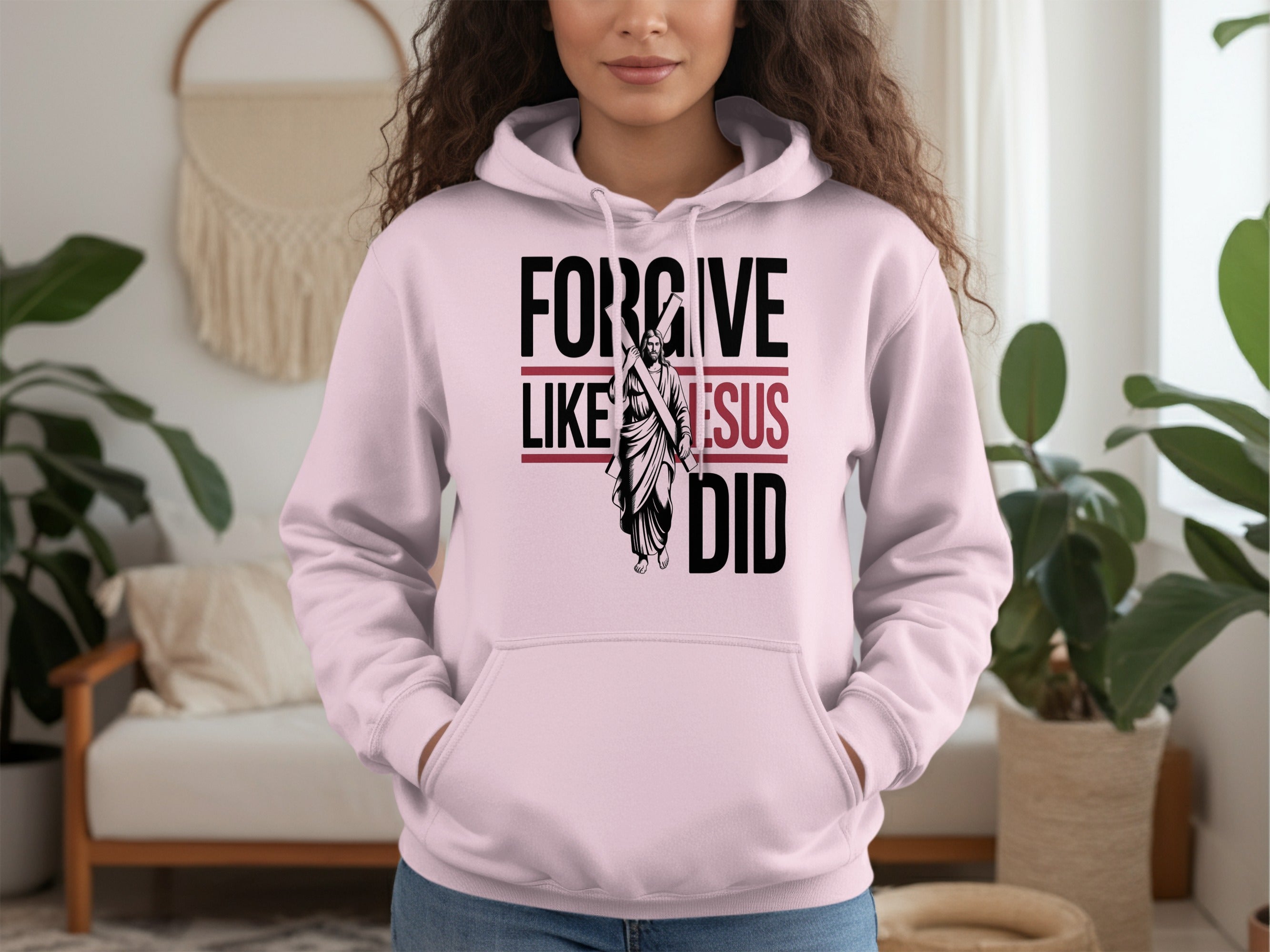 Forgive Like Jesus Did Graphic Hoodie with Illustration