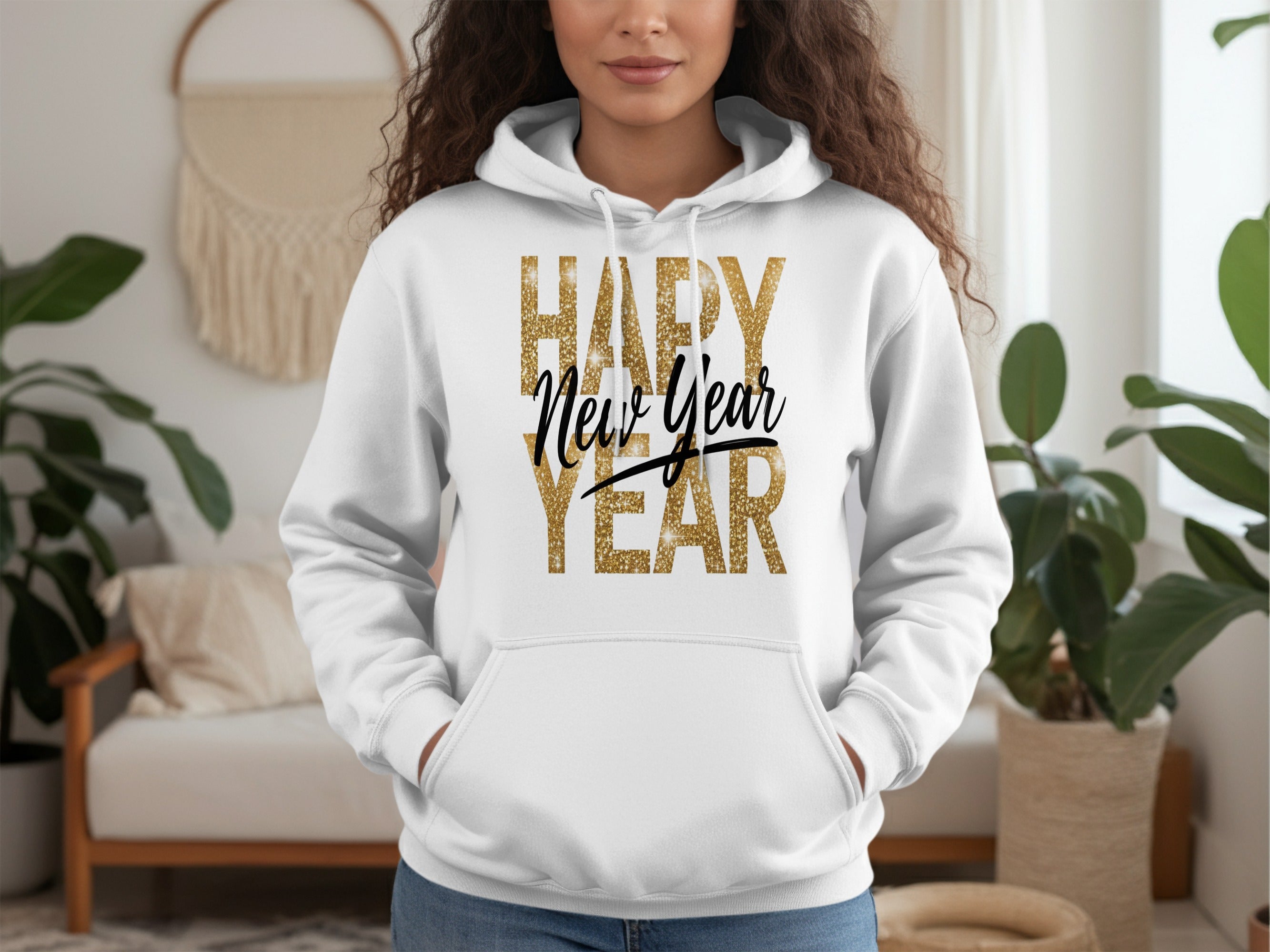 Happy New Year Graphic Printed Hoodie