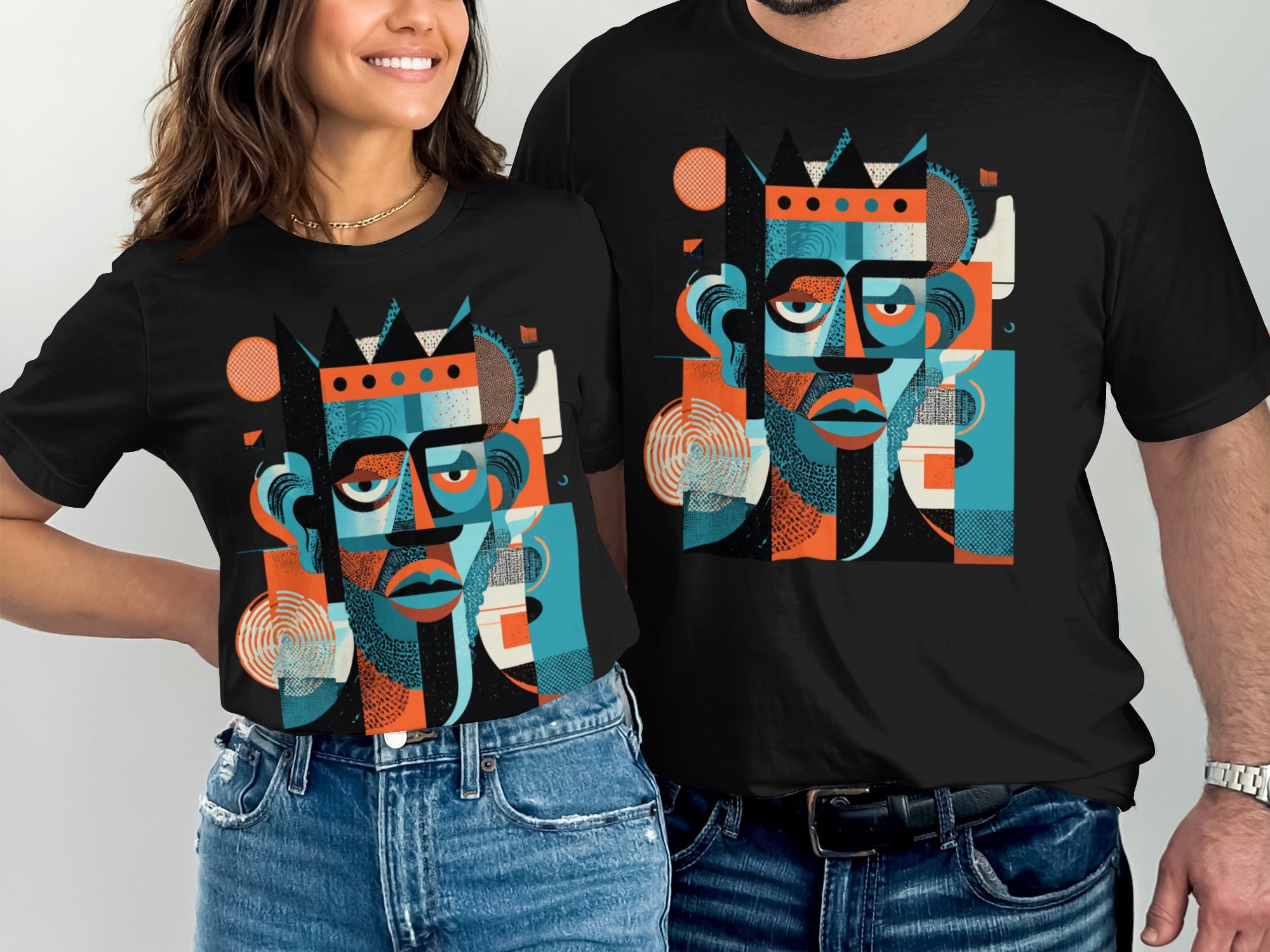 Geometric Faces Modern Art Graphic T-shirt product